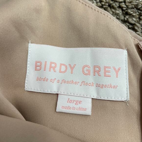 NWT Birdy Grey Devin Formal Bridesmaid Dress in Chiffon in Taupe Womens Large - Picture 4 of 15